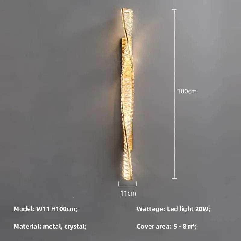 Modern Luxury Crystal Wall Lamp – Golden LED Wall Sconce for Home Decor