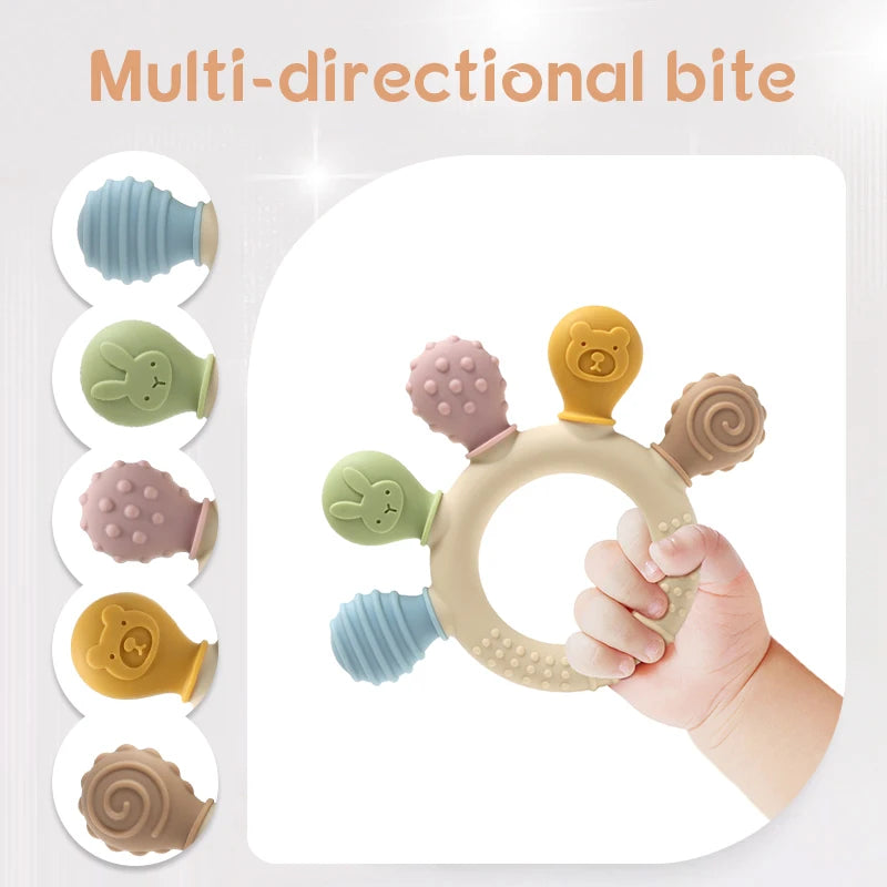 Silicone Baby Teething Ring – Sensory Chew Toy for Gum Relief (0–12 Months)