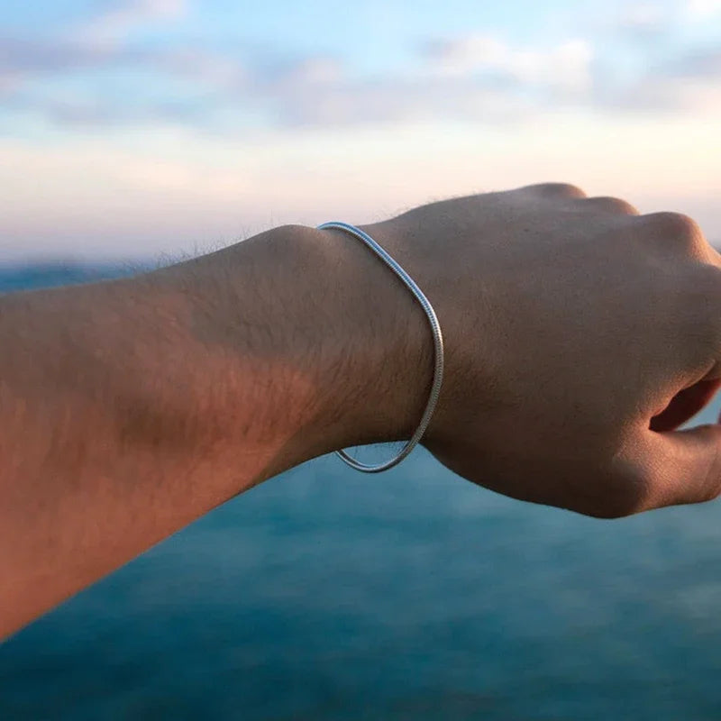 Minimalist Square Snake Chain Stainless Steel Bracelet