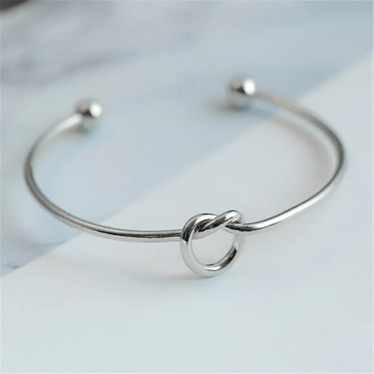Minimal Knot Open Cuff Stainless Steel Bangle