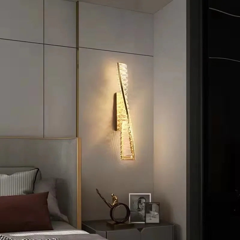 Modern Luxury Crystal Wall Lamp – Golden LED Wall Sconce for Home Decor