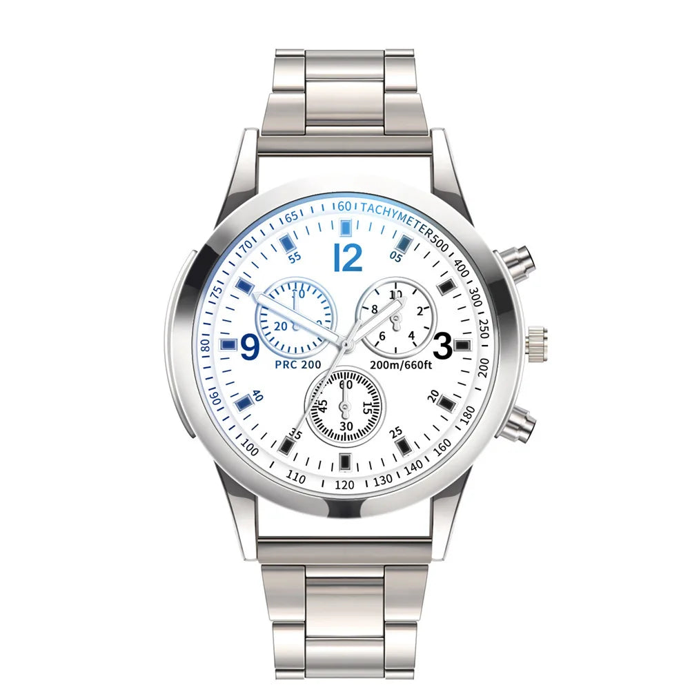 Business-Casual Stainless Steel Quartz Watch with Arabic Dial and Bracelet