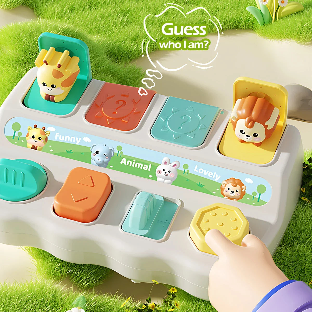 Educational Hide-and-Seek Toy Box with Interactive Animal Buttons
