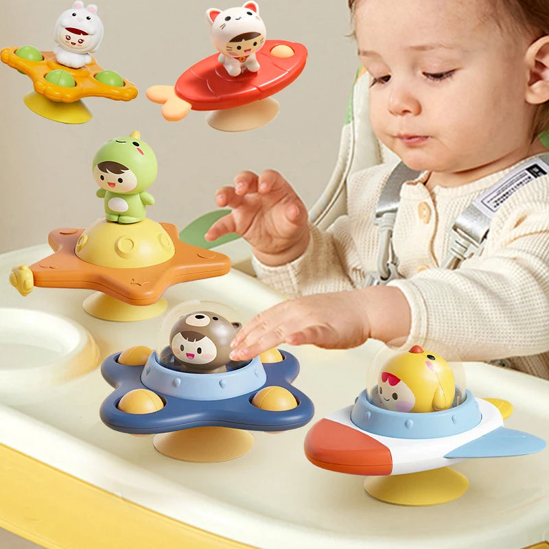 Montessori Rotating Baby Bath Toys – Educational Sensory Suction Spinner