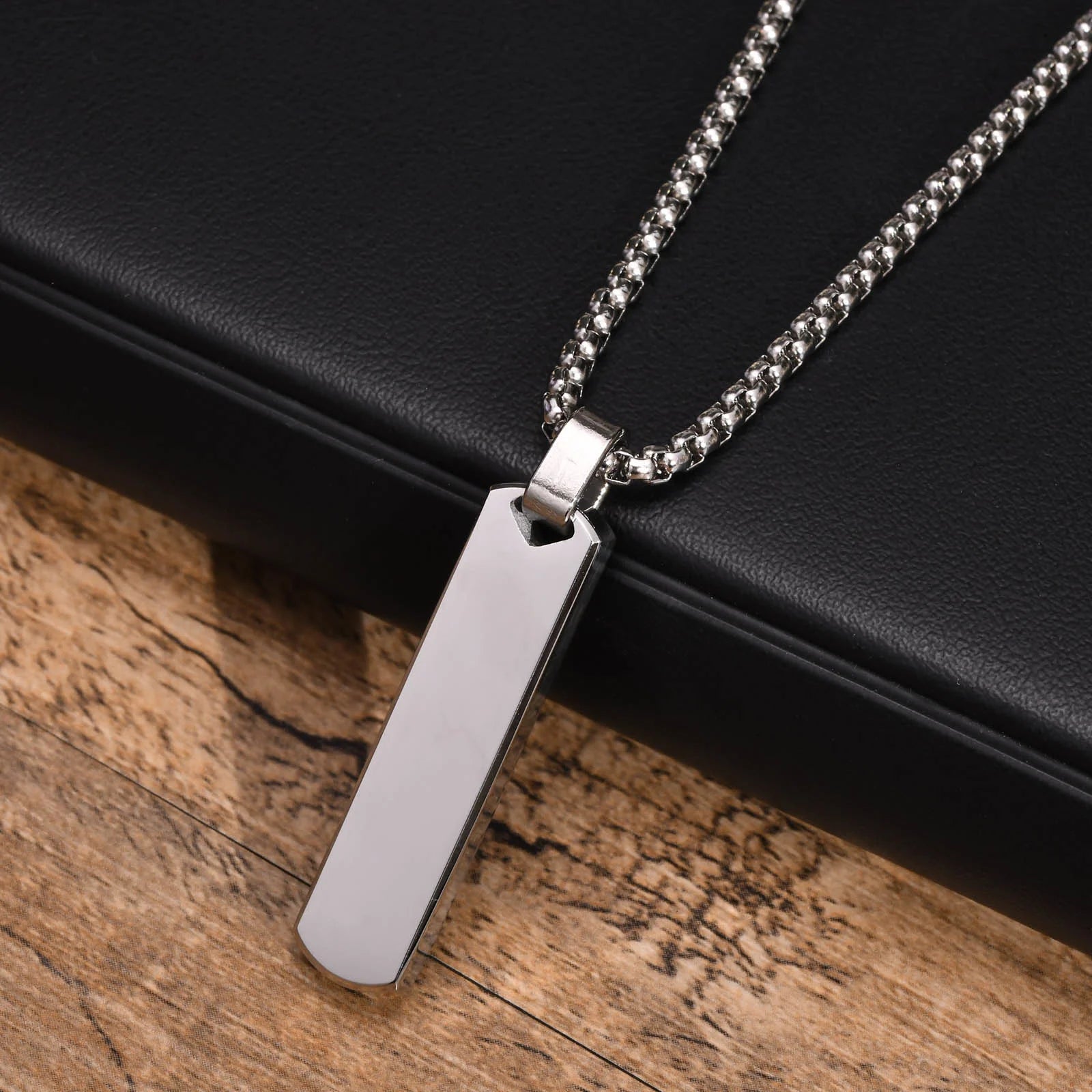 Minimal Layered Bar Pendant Stainless Steel Necklace Set