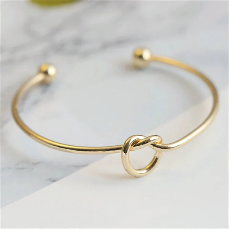 Minimal Knot Open Cuff Stainless Steel Bangle