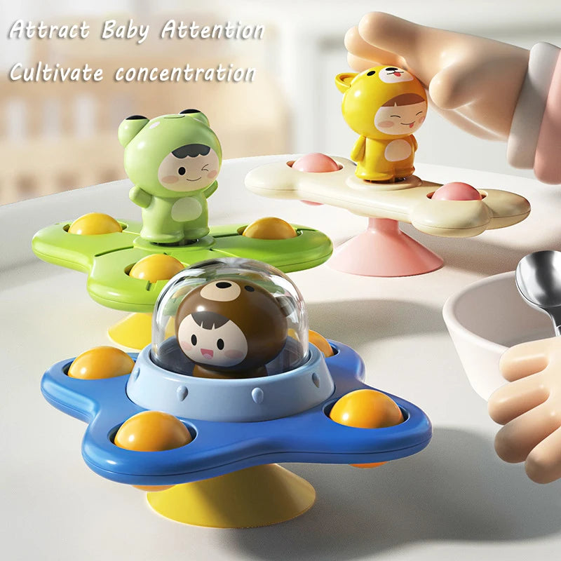 Montessori Rotating Baby Bath Toys – Educational Sensory Suction Spinner