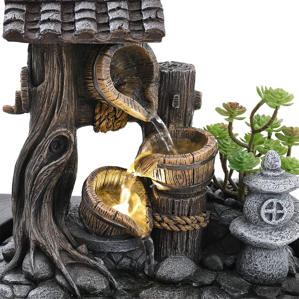 Voltsify Desktop Fountain Decoration with LED Lights – Resin Water Feature