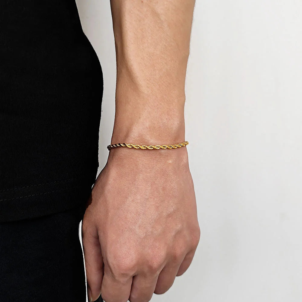 Twisted Stainless Steel Link Bracelet with Lobster Clasp, Everyday Classic