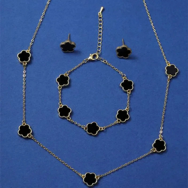 Lucky Clover Enamel 3-Piece Jewelry Set