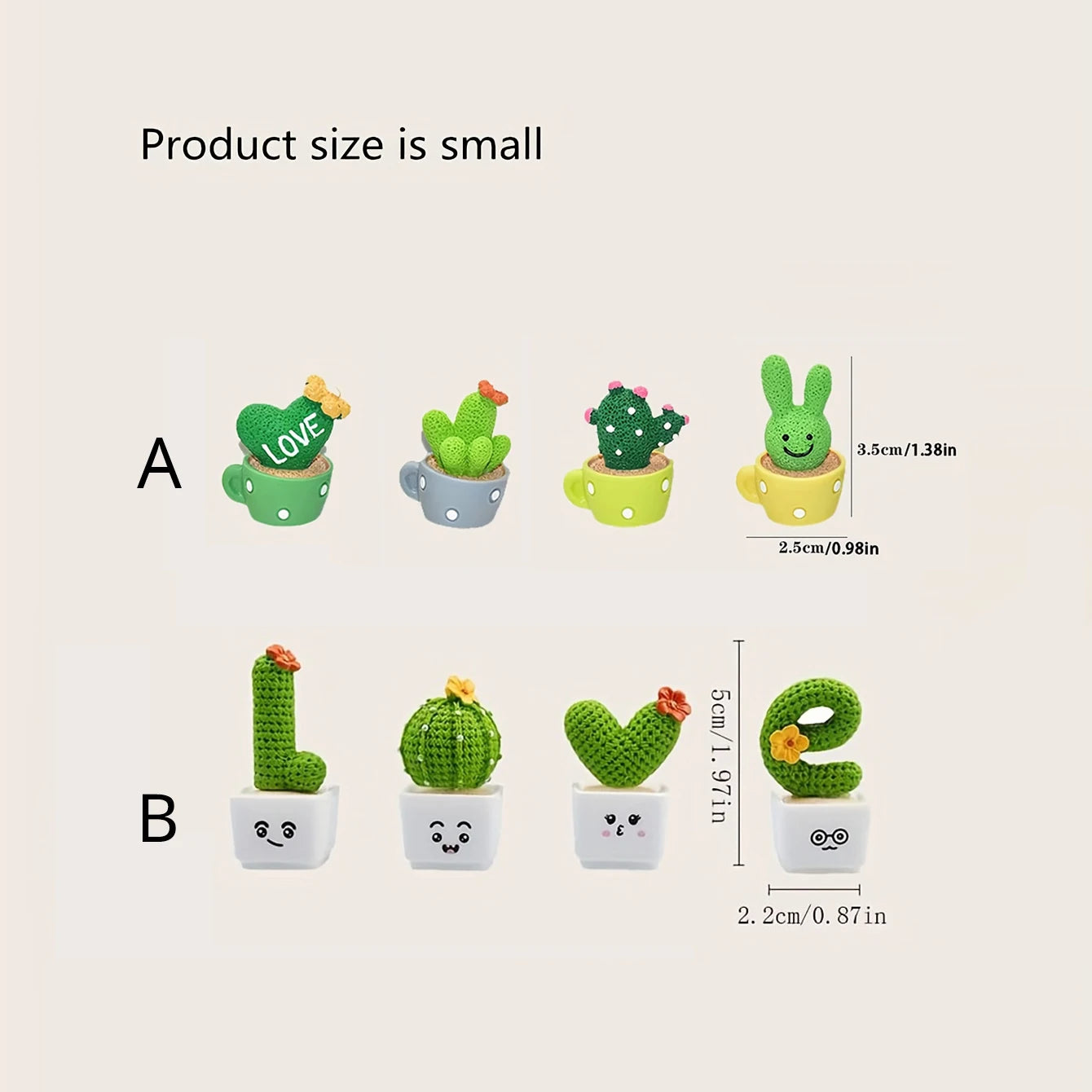 Mini Resin Succulent Cactus Set (4pcs) – Cute Decorative Plants for Home, Office & Car