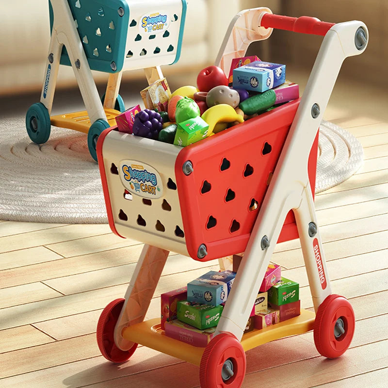 Kids Shopping Cart Toy with Fruits – Educational Pretend Play Set