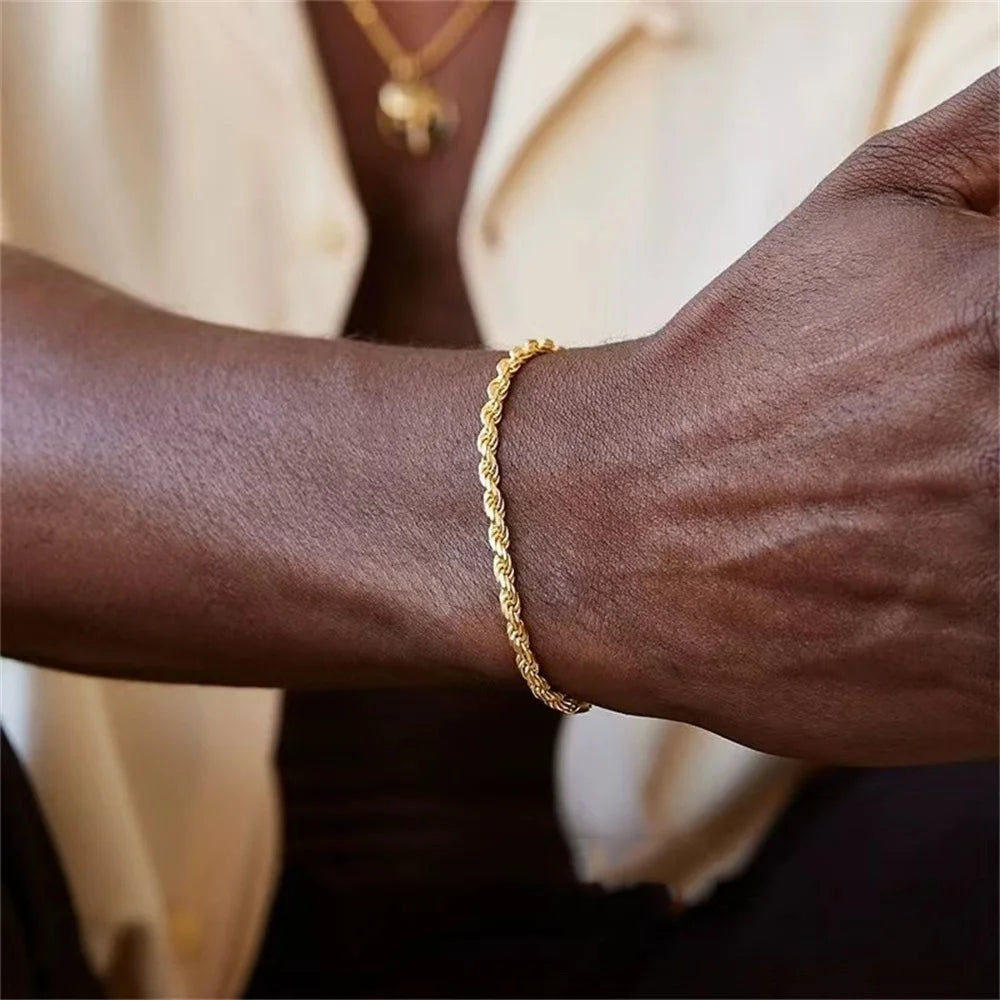 Twisted Stainless Steel Link Bracelet with Lobster Clasp, Everyday Classic