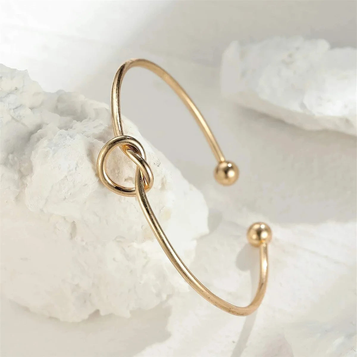 Minimal Knot Open Cuff Stainless Steel Bangle