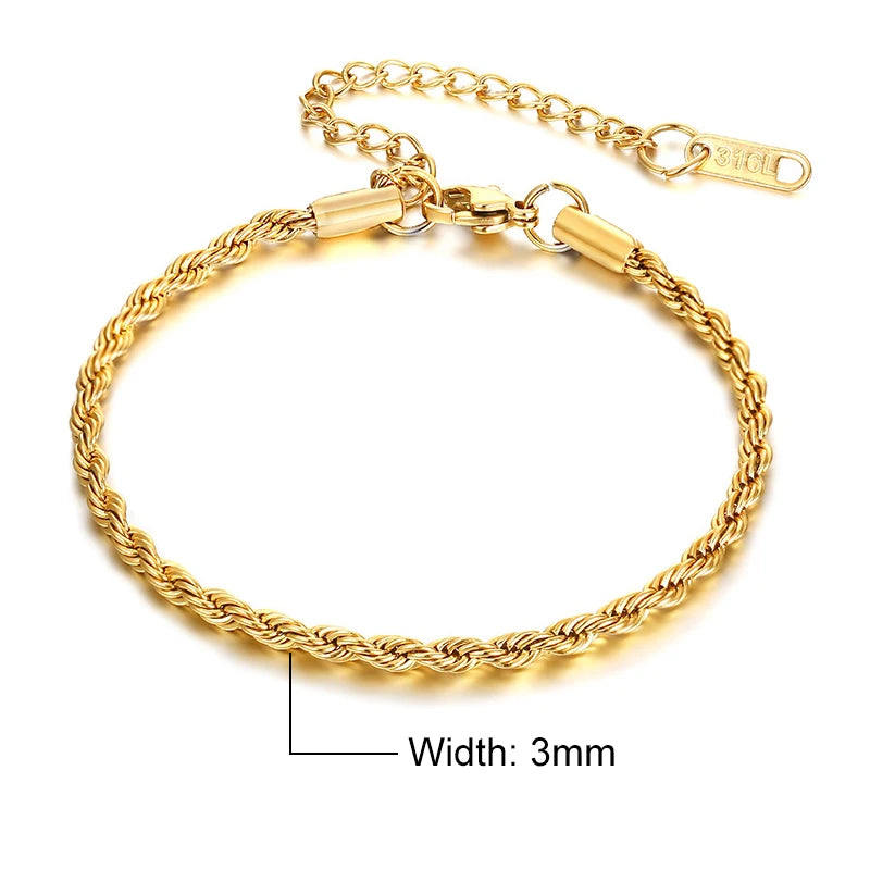 Twisted Singapore Chain Stainless Steel Bracelet