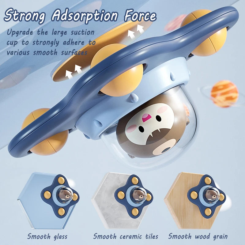 Montessori Rotating Baby Bath Toys – Educational Sensory Suction Spinner