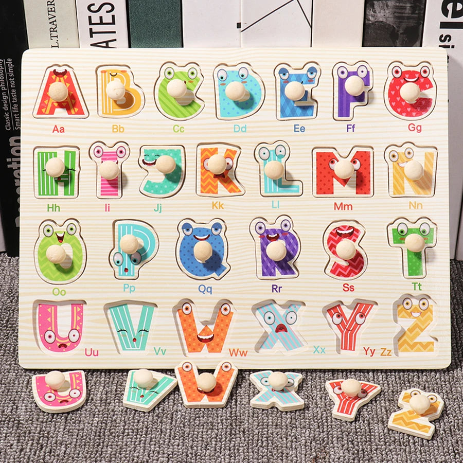 Montessori Wooden 3D Puzzle with Fruits and Animals – Educational Toy for Kids