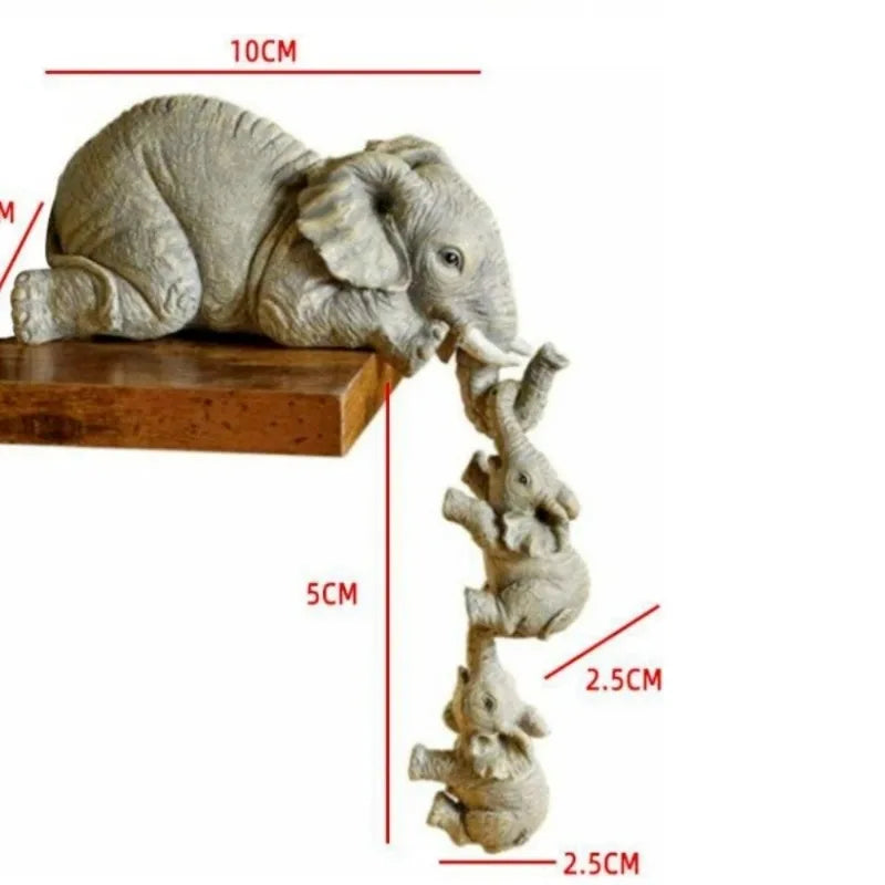 3 Pcs/set Cute Elephant Hug Baby Resin Figurines – Modern Home Decor Ornaments