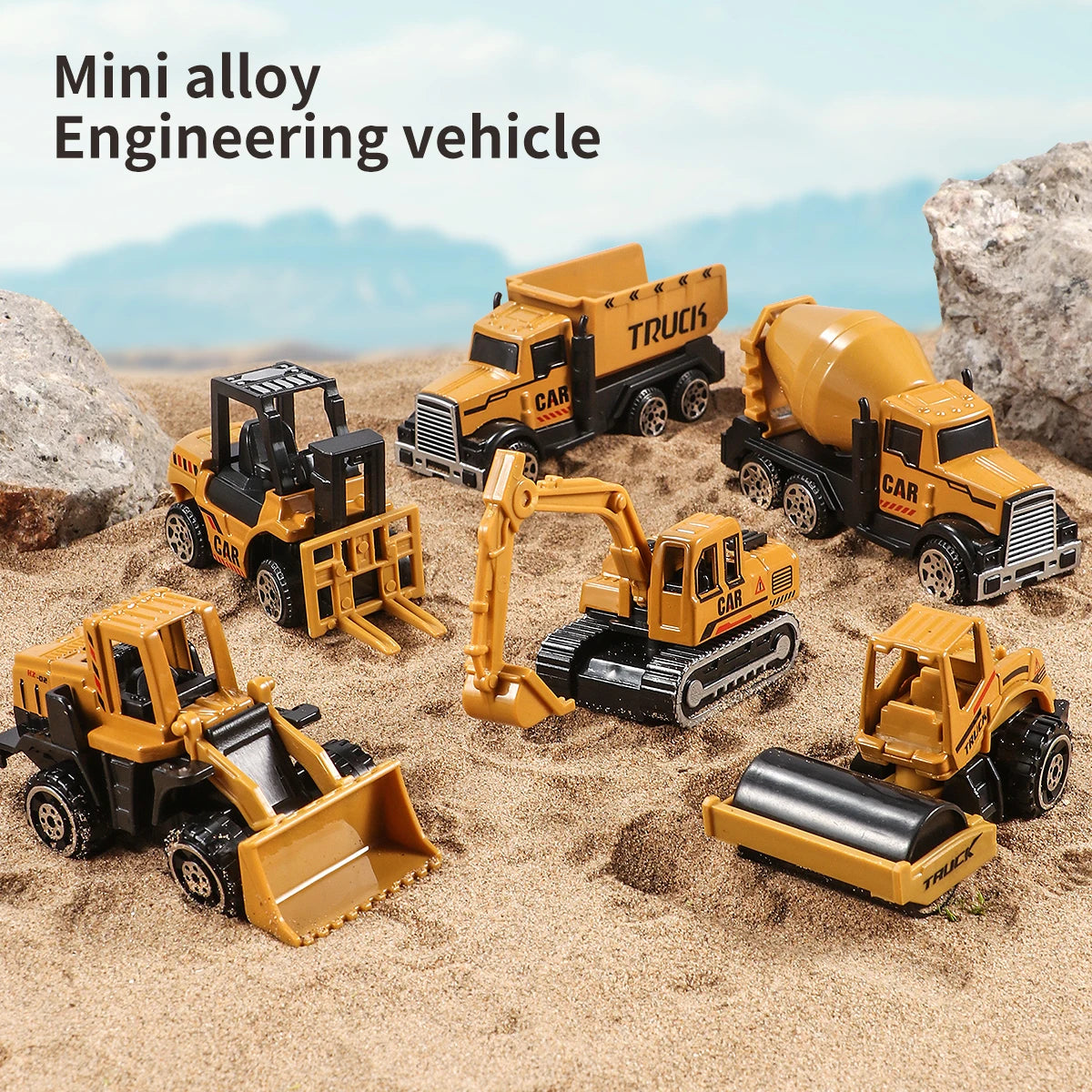 6-Piece Mini Construction Trucks Set – Engineering Toy Vehicles for Kids