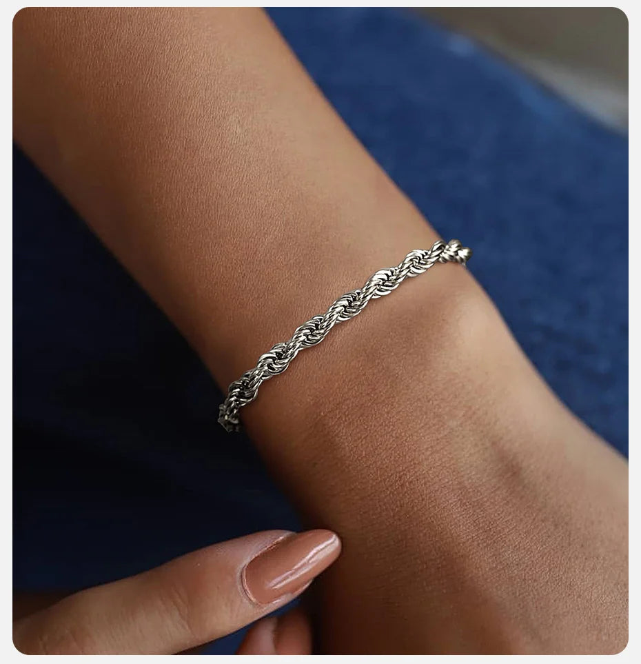 Twisted Singapore Chain Stainless Steel Bracelet