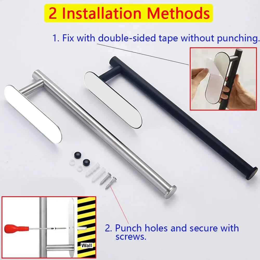 Kitchen Paper Towel Holder Adhesive Tissue Hanger Toilet Roll Paper Dispenser Cabinet Storage