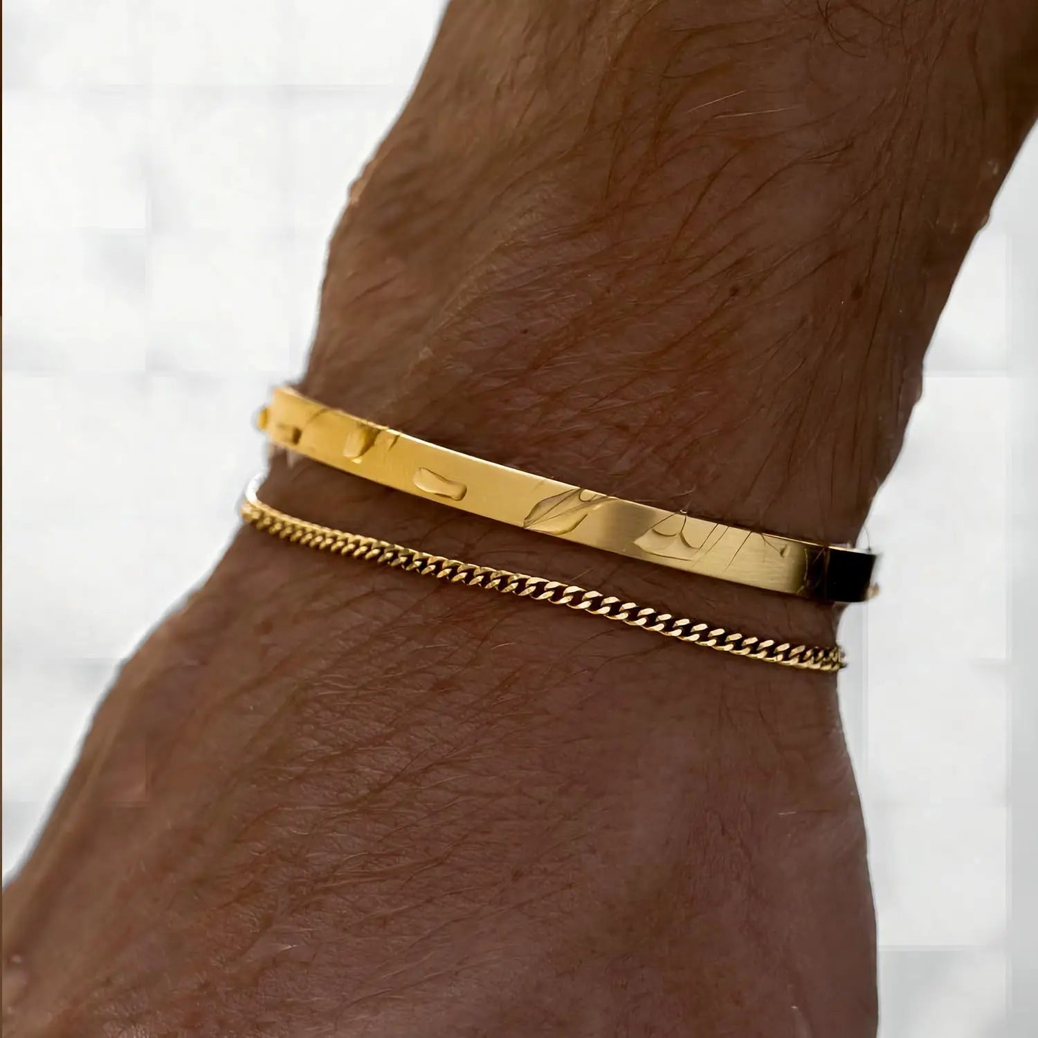 3mm Stainless Steel Cuban Link Open Cuff Bracelet – Adjustable Unisex Minimalist