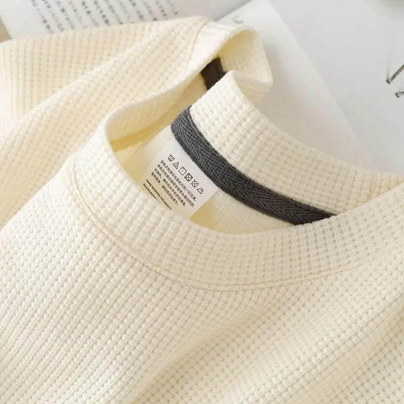 Men’s Waffle-Knit Breathable Short-Sleeve T-Shirt, Round Neck – Soft Casual Summer