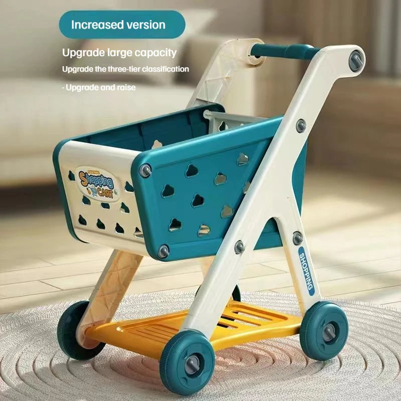 Kids Shopping Cart Toy with Fruits – Educational Pretend Play Set