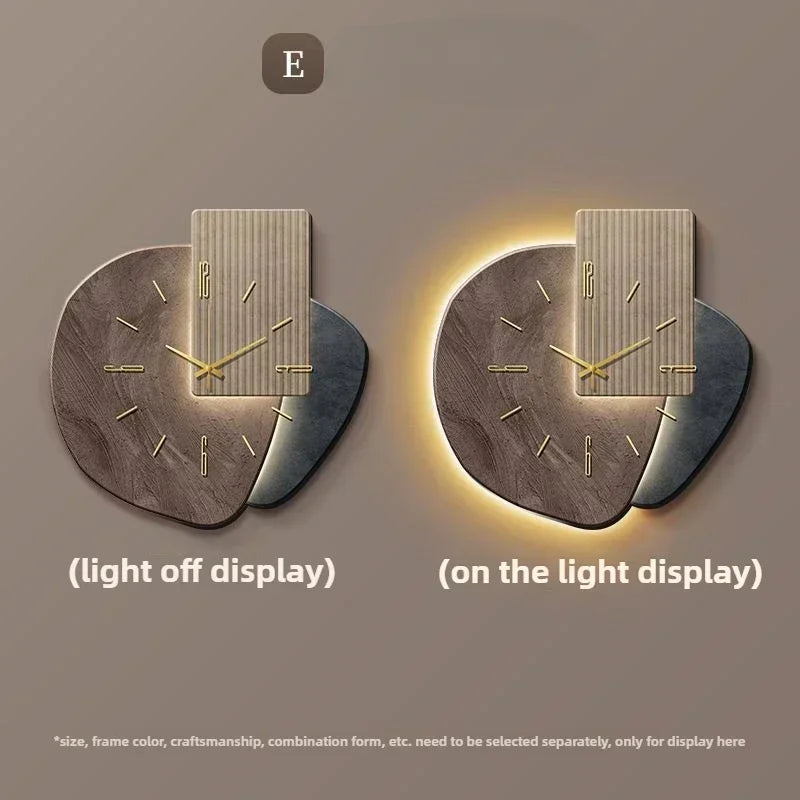 European Premium Wall Lamp Clock with LED Light – Beige Wall Clock Lighting Fixture