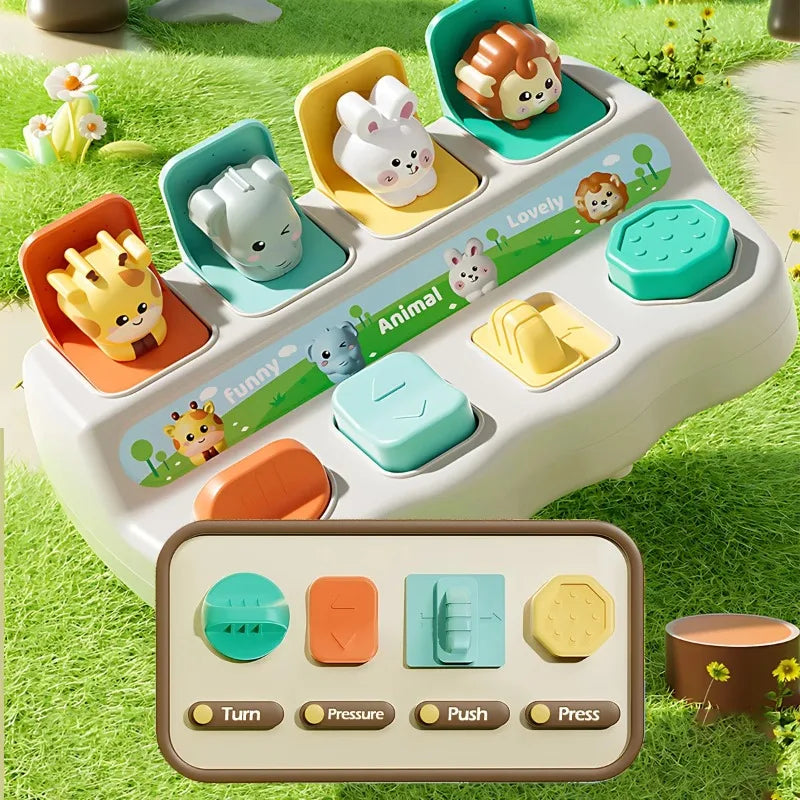 Educational Hide-and-Seek Toy Box with Interactive Animal Buttons