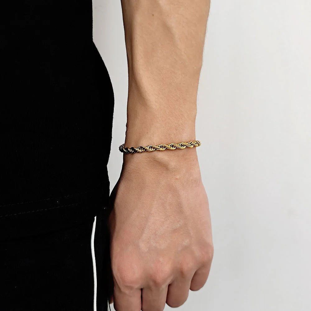 Twisted Stainless Steel Link Bracelet with Lobster Clasp, Everyday Classic