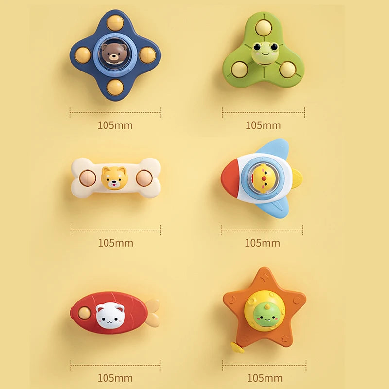 Montessori Rotating Baby Bath Toys – Educational Sensory Suction Spinner