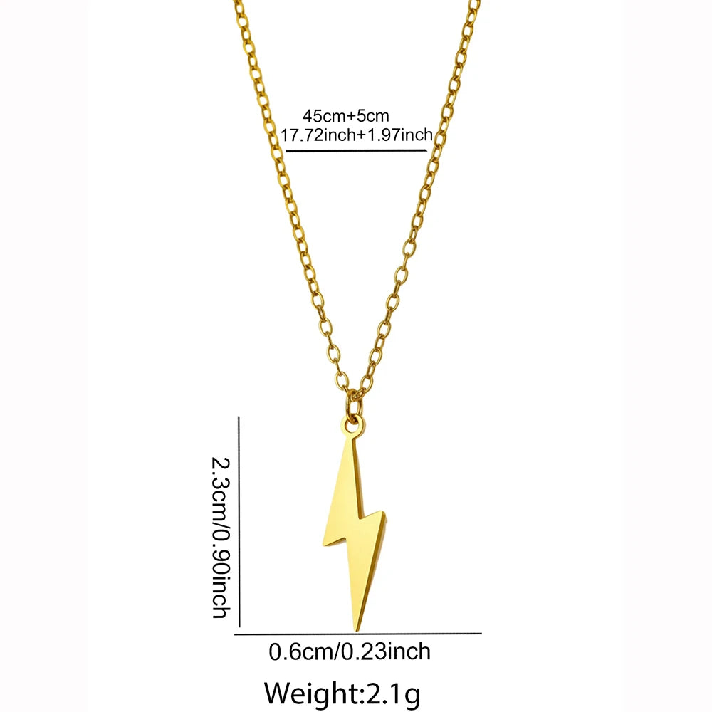 Lightning Bolt Stainless Steel Pendant Necklace
