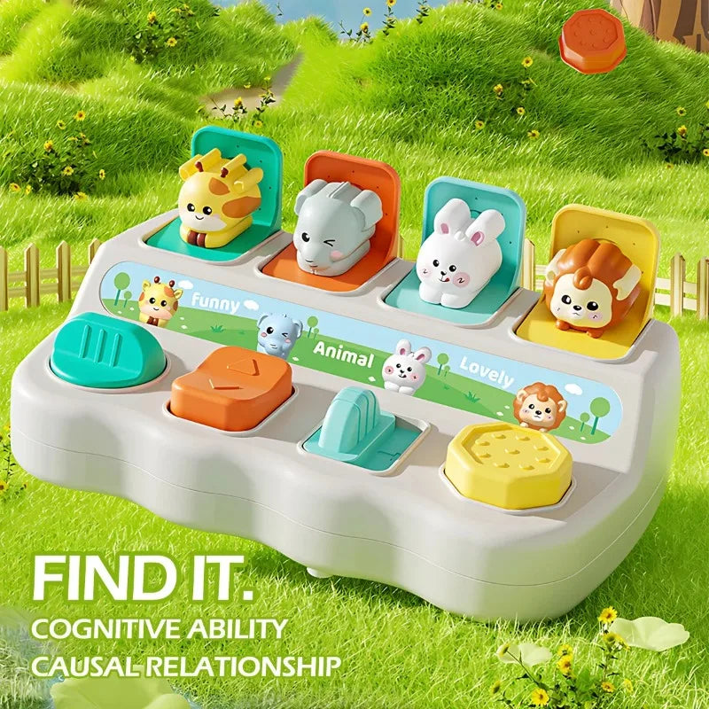 Educational Hide-and-Seek Toy Box with Interactive Animal Buttons