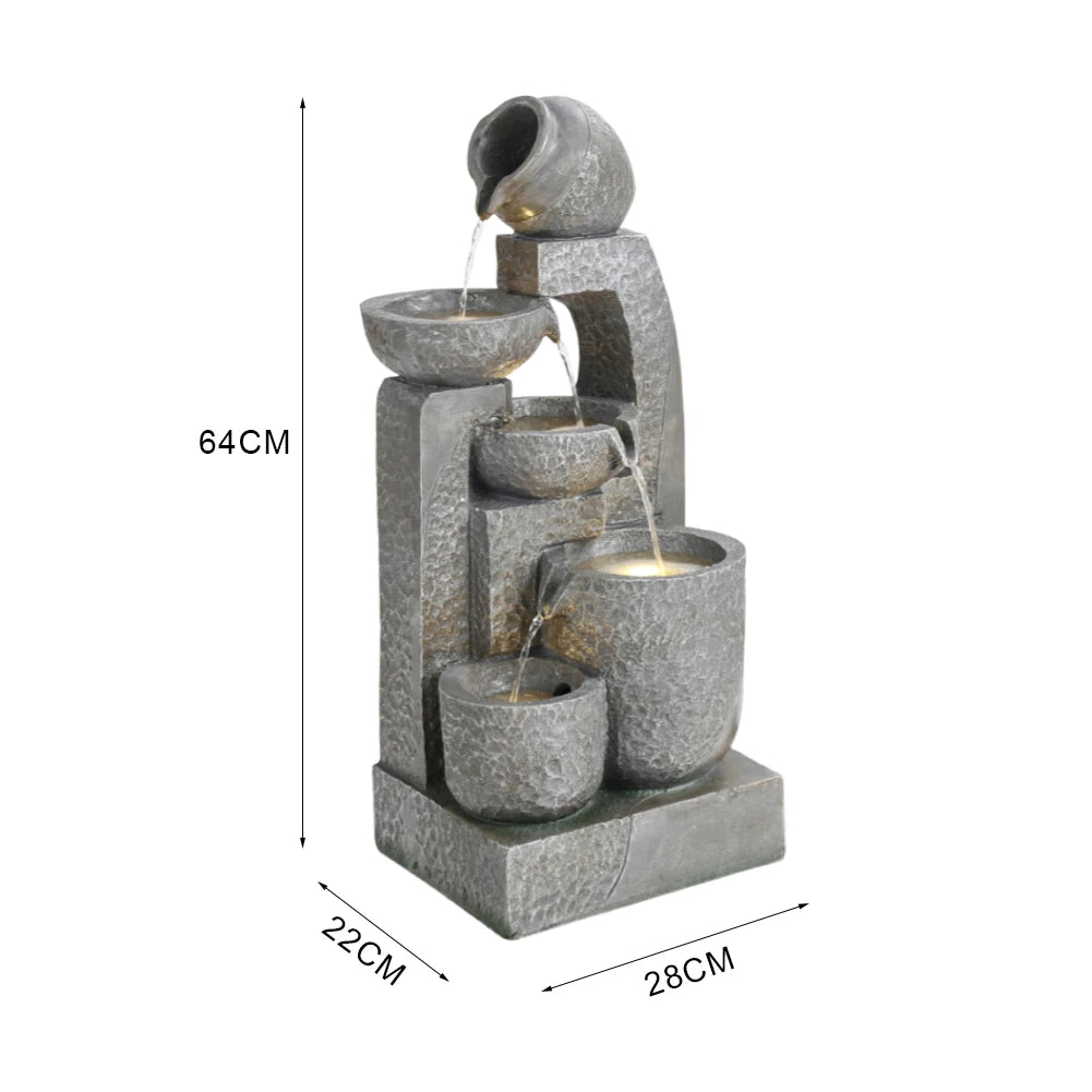 Solar-Powered Cascade Water Fountain – Elegant Decoration for Gardens, Patios & Balconies