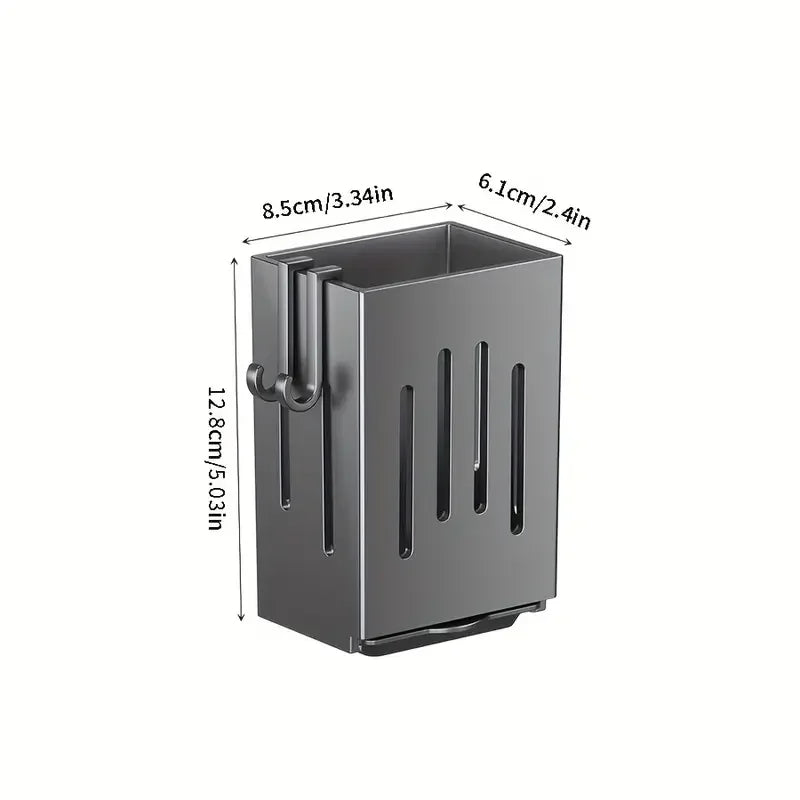 Wall-Mounted Kitchen Utensil Rack with Drain Tray – Multifunctional Cutlery Storage
