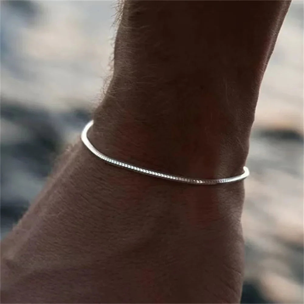 Minimalist Square Snake Chain Stainless Steel Bracelet