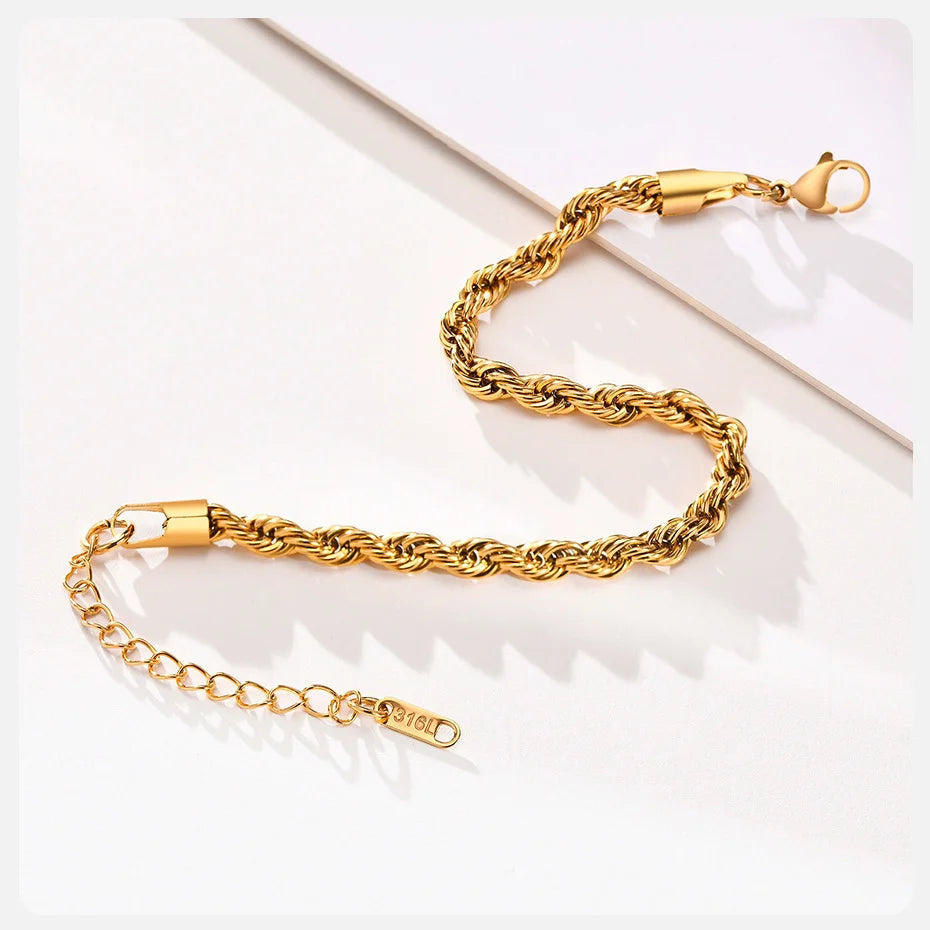 Twisted Singapore Chain Stainless Steel Bracelet