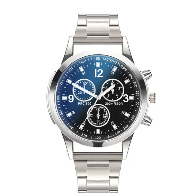 Business-Casual Stainless Steel Quartz Watch with Arabic Dial and Bracelet