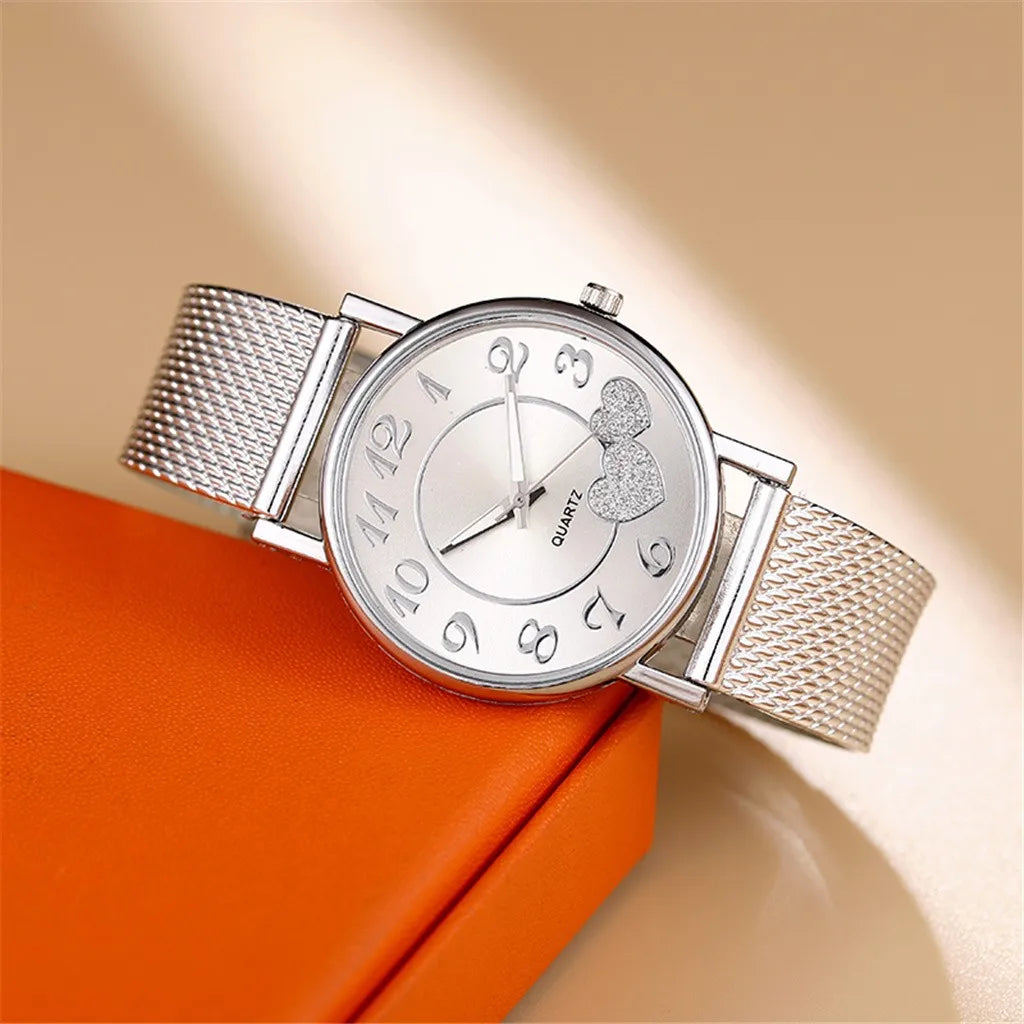 Women's Luxury Quartz Watch – Elegant Round Dial, Mesh Bracelet, Waterproof Design
