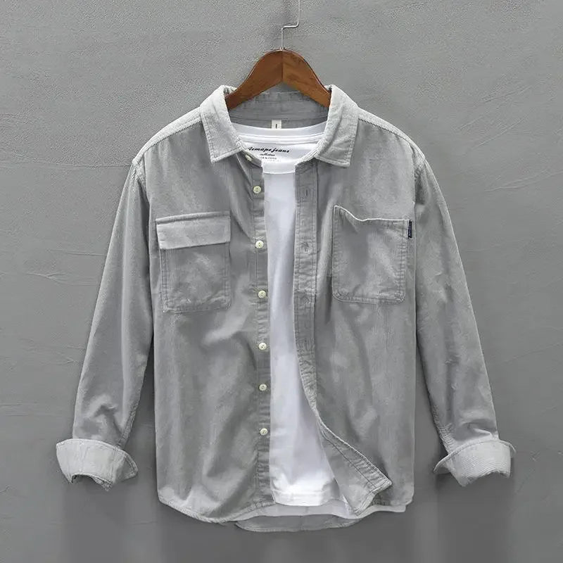 Men’s Corduroy Shirt Jacket – Long Sleeve, Single-Breasted, Casual/Smart Overshirt