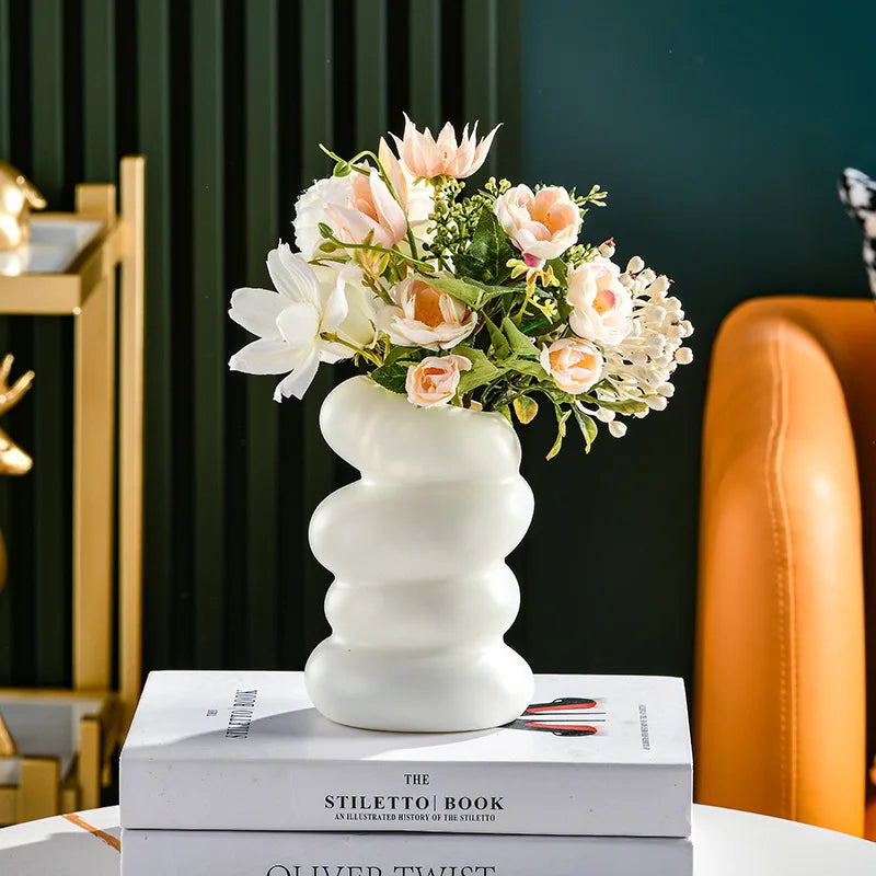 Plastic Spiral White Vase – Nordic Creative Decoration for Home
