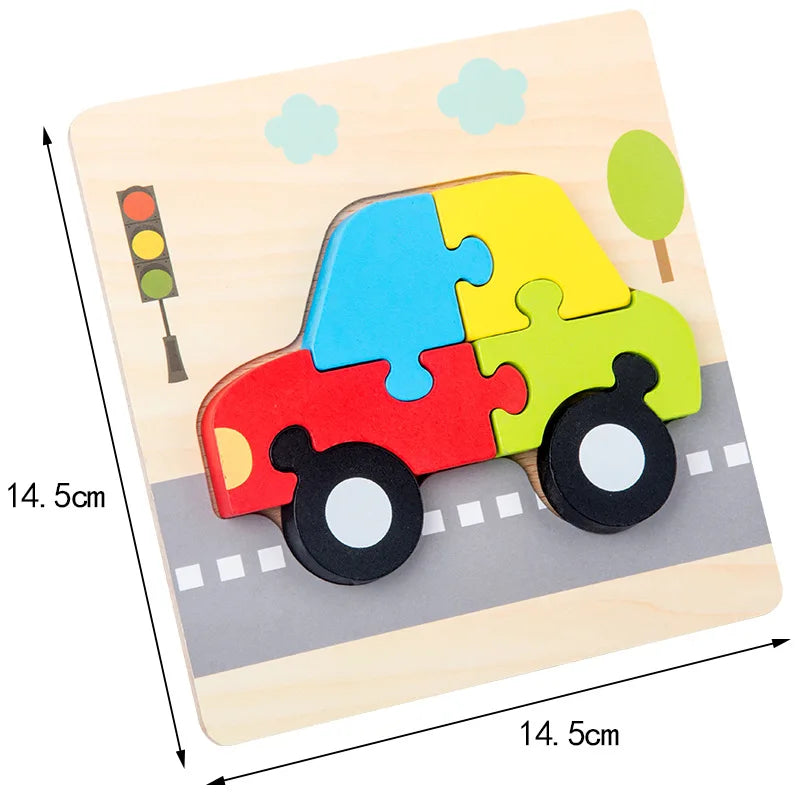 3D Wooden Cartoon Animal Puzzle – Fun & Educational Toy for Kids