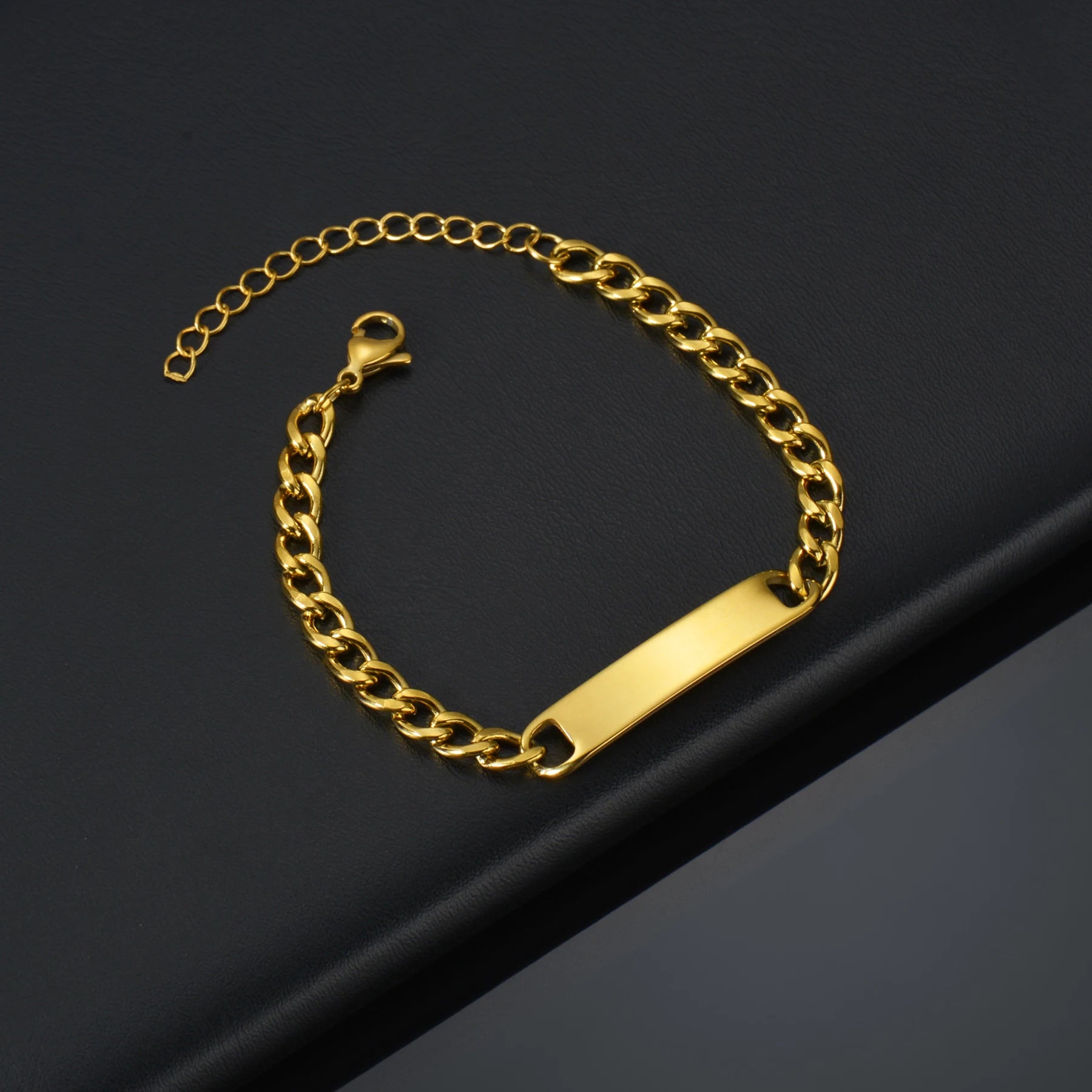 Minimal ID Plate Link Chain Stainless Steel Bracelet