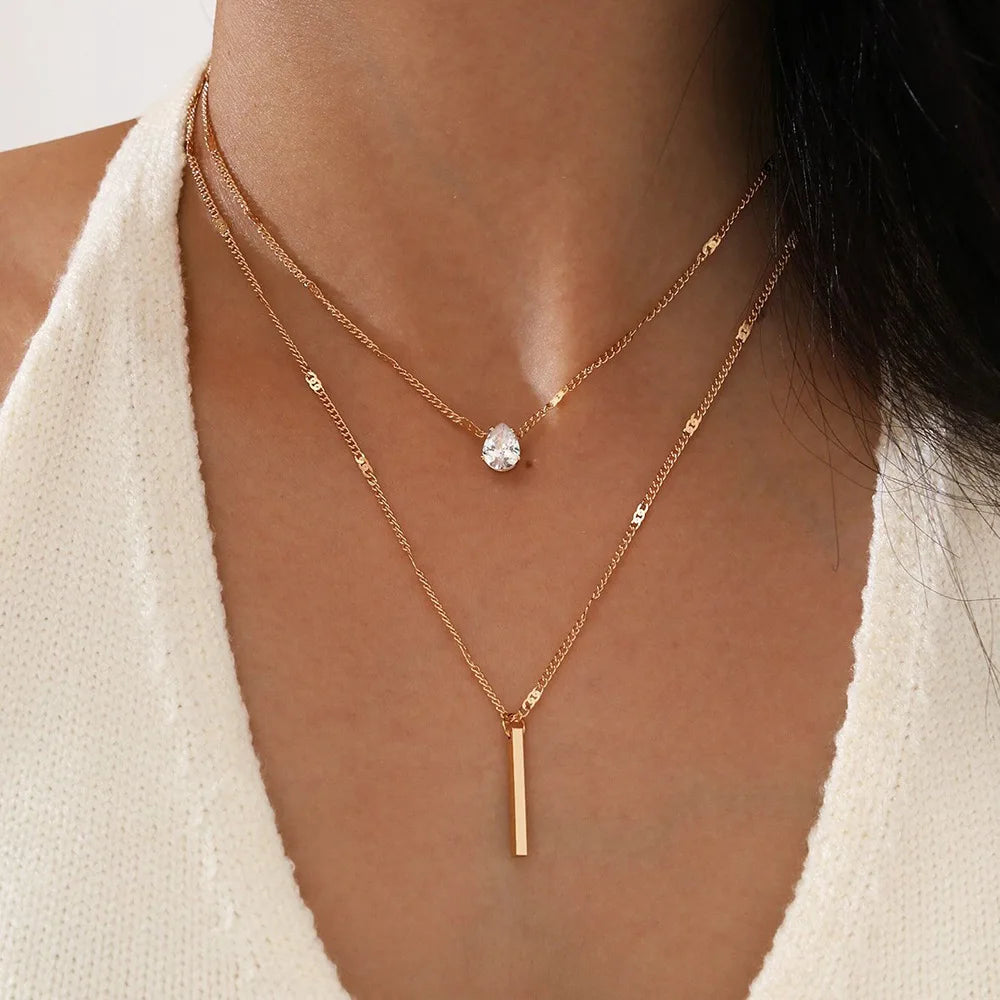 Women's Trendy Multilayer Zircon Pendant Necklace – Elegant Fashion Jewelry