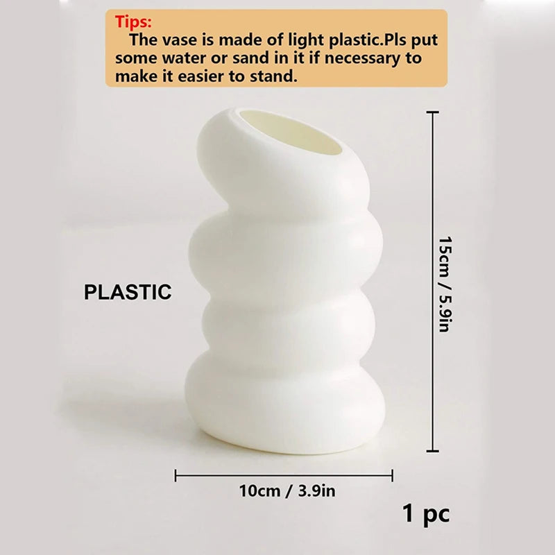 Plastic Spiral White Vase – Nordic Creative Decoration for Home
