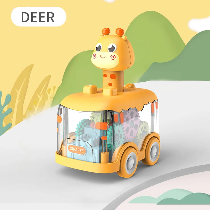Children’s Gear Car with Animal Top – Press-and-Go Inertia Toy