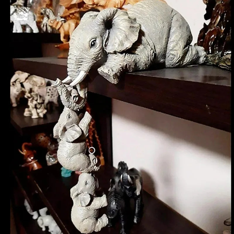 3 Pcs/set Cute Elephant Hug Baby Resin Figurines – Modern Home Decor Ornaments