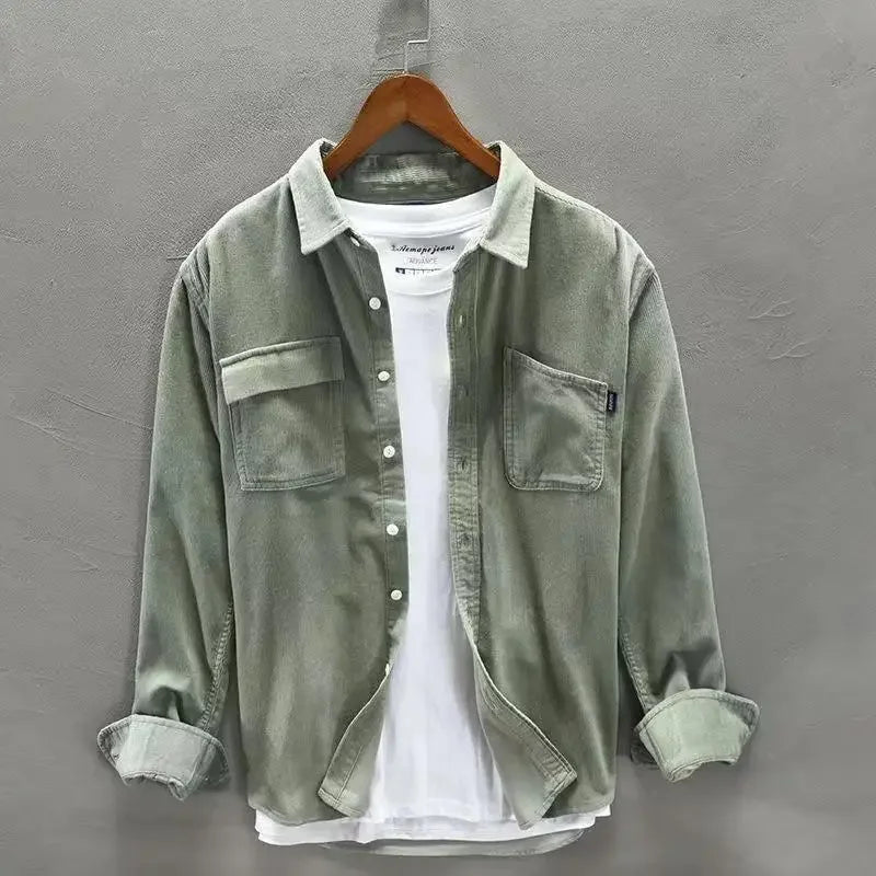 Men’s Corduroy Shirt Jacket – Long Sleeve, Single-Breasted, Casual/Smart Overshirt