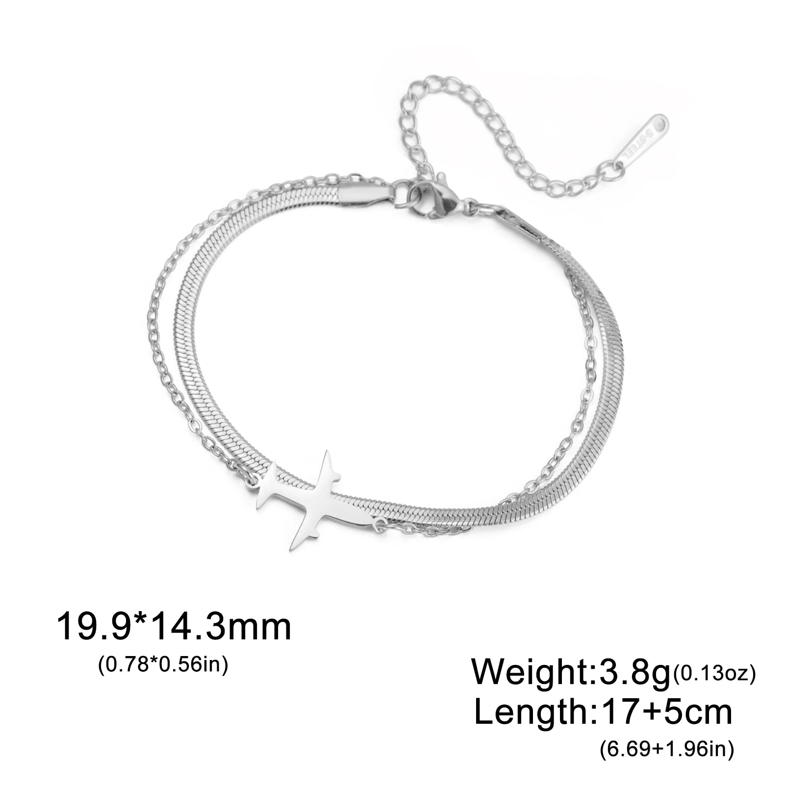 Women's Luxury Bracelet – Gold Plated Snake Chain with Airplane Pendant